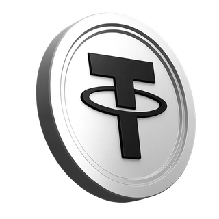 Illustrasjon av Tether USDT-mynt i plattformens informasjonsseksjon